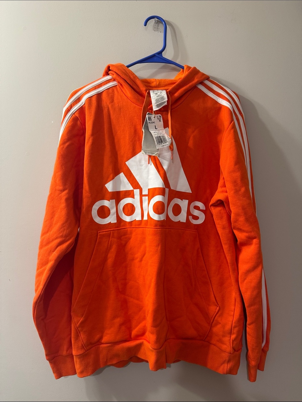 adidas Originals Orange Hoodie with White Logo & Three Stripes